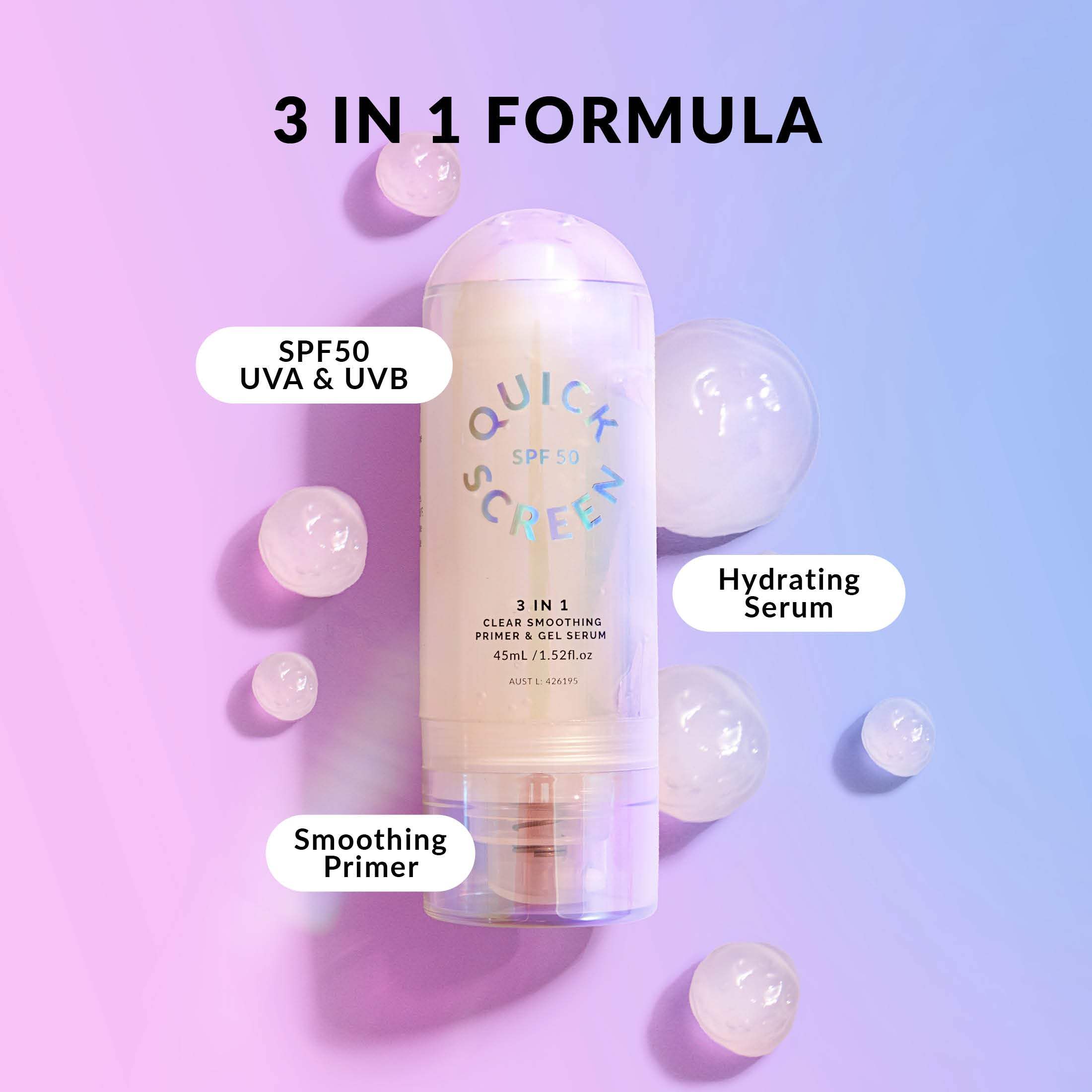 SPF50 Clear Smoothing Primer & Gel Serum - Quick Screen - Quick Flick UK