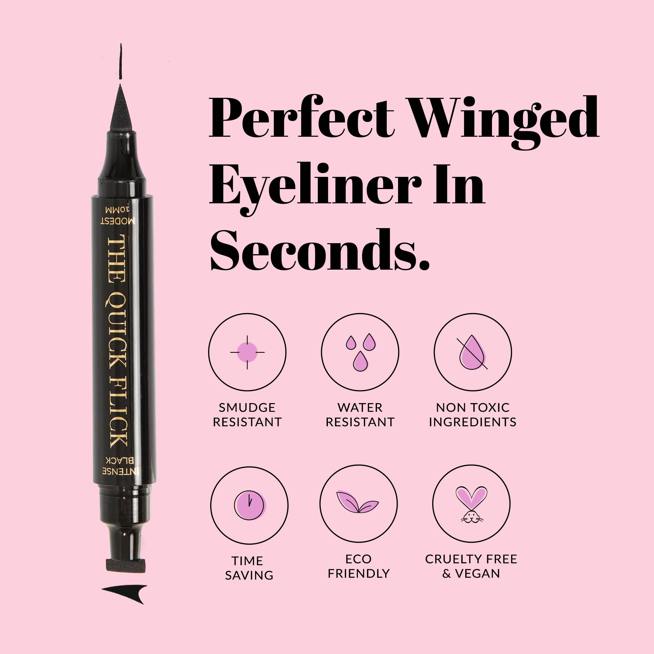 Winged Eyeliner Stamp / 4 Sizes - Intense Black - The Quick Flick - Quick Flick UK