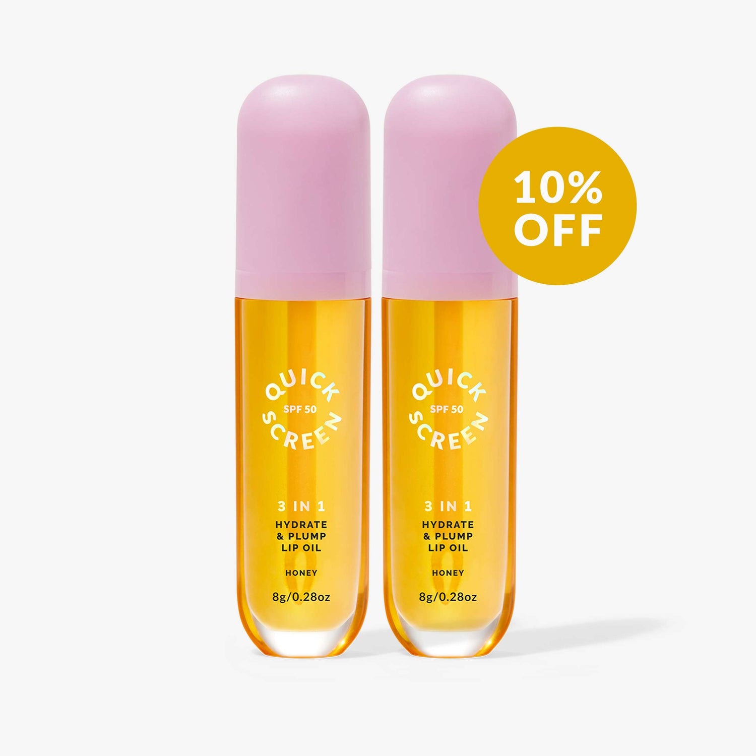 SPF50 3 in 1 Hydrate &amp; Plump Honey Lip Oil - Quick Screen - Quick Flick UK