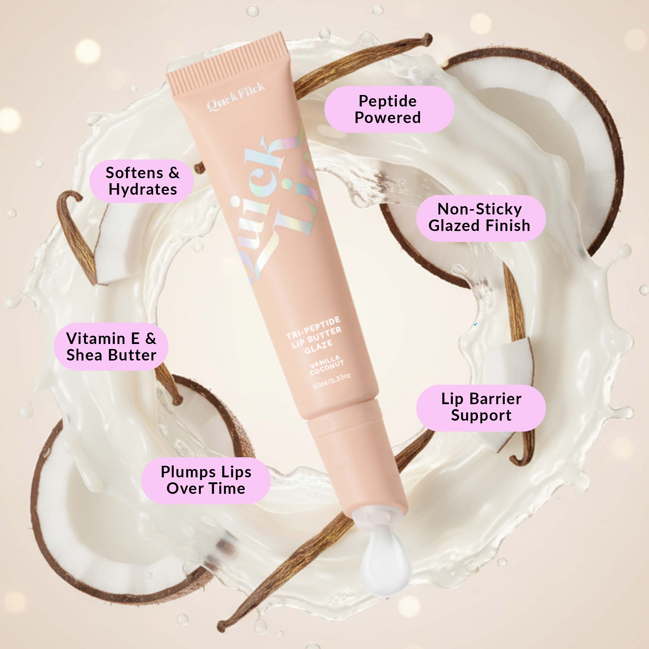 Tri-Peptide Lip Butter Glaze - Vanilla Coconut (Clear)