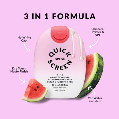 SPF50 Liquid to Powder Mattifying Serum &amp; Primer - Watermelon