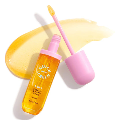 SPF50 3 in 1 Hydrate &amp; Plump Honey Lip Oil - Quick Screen - Quick Flick UK